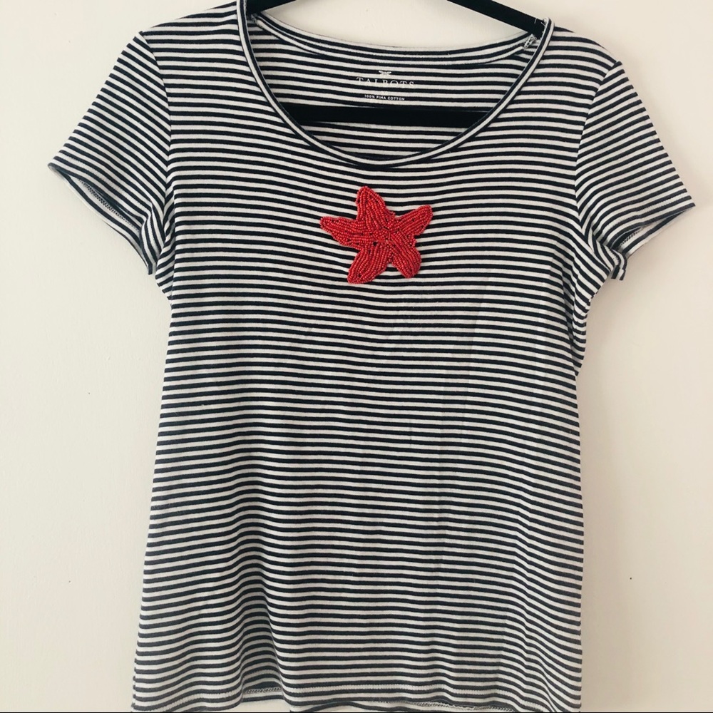 Talbots size xs short sleeve striped t shirt
